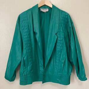 Vintage Retro City Girl Green Bomber Jacket